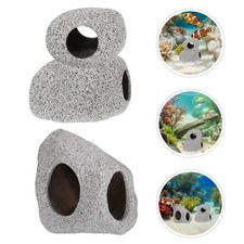 2 Pcs Aquarium Breeding Cave Resin Rock Hideout For Shrimp And Fish Tanks
