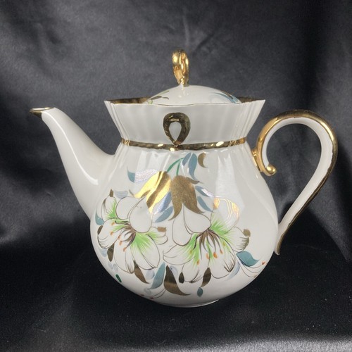 Vintage demitasse teapot gold - demitasse,