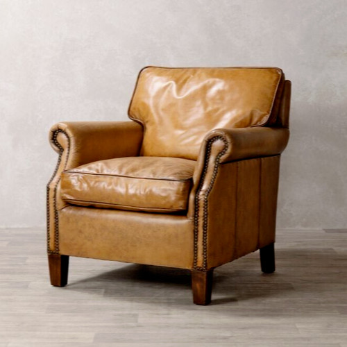 Tan leather armchair - armchair, classic