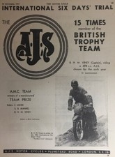A.J.S MOTORCYCLES ISDT SUCCESS ORIGINAL 1953 B/W ADVERTISEMENT 24cm x 18cm