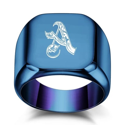 Engrave blue initial signet - initial,