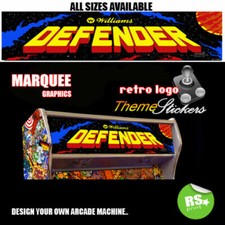 Defender original graphic Arcade Artwork Marquee Stickers Graphic / All Sizes  