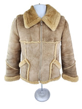 Piapa Thick Sheepskin Suede Shearling Bomber Jacket S / M Vintage USA