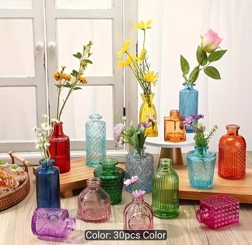 Colorful glass vase set small - glass,