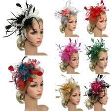 UK NEW Feather Hair Fascinator Hairband & Pin Wedding Cocktail Royal Ascot Races