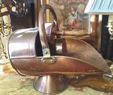 Fine Period Georgian Helmet Coal Scuttle With Original Coat Shovel