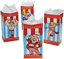 Pack of 12 - Big Top Circus Paper Bags - Carnival Party Gift Bags