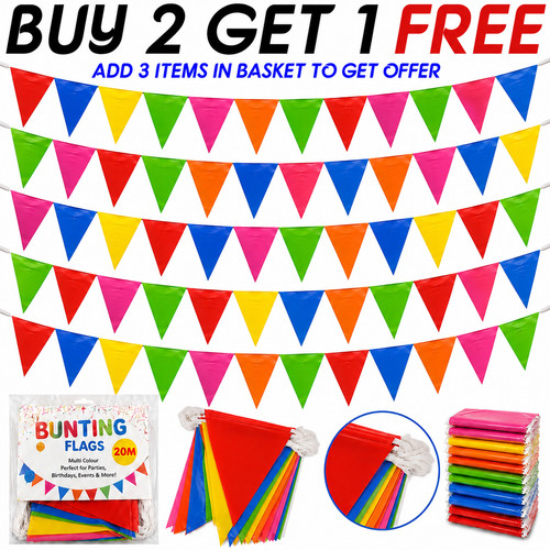 Bunting flags multicolour 10m - multicolour,