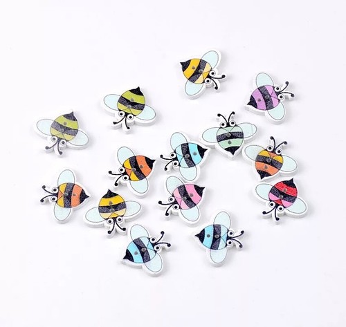 Mixed bees wooden buttons - mixed,