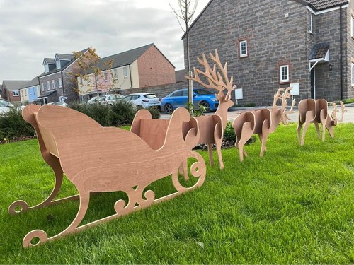 Santa sleigh reindeers - sleigh, &