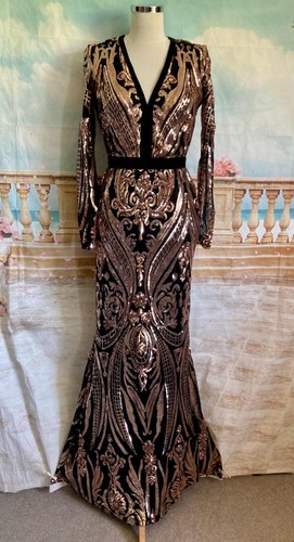 Black gold sequin dress - gold,