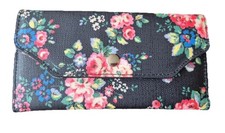 Cath Kidston Black Floral Envelope Wallet Purse ~ Excellent Condition
