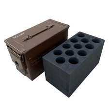 Brown 50 Cal Army Ammo Metal Storage Box Ammunition Tin Tool Box Surplus Insert