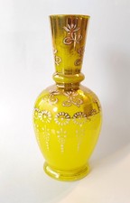 Moser Bohemian Yellow  & Gold Glass Bud Vase 13cm