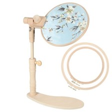 Wood Embroidery Stand with 2Pcs 6" 8" Hoops Adjustable Rotated Embroidery Stand 