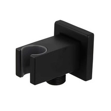 Black Shower Wall Outlet Elbow With 1/2 Hose Connector And Holder