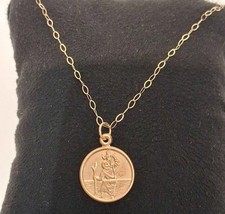 Yellow 9 Carat Gold Necklace with St.Christopher Pendant Fully Hallmarket-0,56Gr