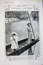 Old Antique Print 1908 River