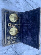 Vintage portable travelling Brass Weighing Scales Desk Collectible.  