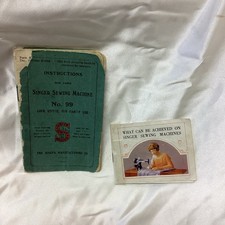 Singer Sewing Machine No 99 Instructions Manual Booklet Vintage 1917 + mini book