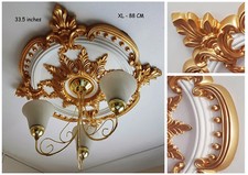 HUGE 85CM LARGE Ceiling Rose Beautiful GOLD Ornate Home Decor Medallion CR7G-XL