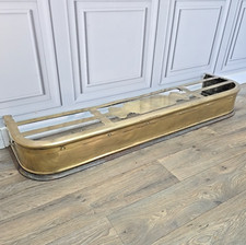Antique Georgian Heavy Brass Box Range Fender – Fire Hearth Kerb - Victorian