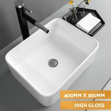 Modern Counter Top Ceramic White Basin Bathroom Cloakroom Wash Sink Rectangular 