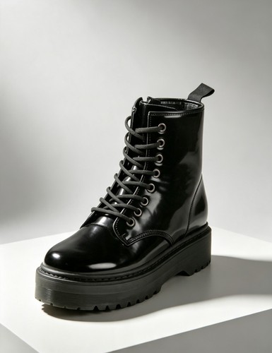 Black patent faux leather - black,