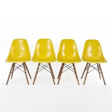 Herman Miller Eames DSW Yellow Set (4) Original Vintage Dining Side Shell Chairs