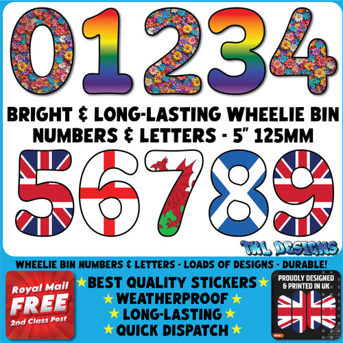 Wheelie bin numbers letters - bin,