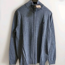 GANT Extra Fine Lambswool Funnel Neck Full Zip Jumper Medium Pale Blue Melange