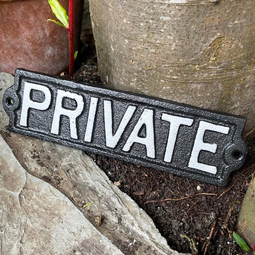 Cast iron private sign - cast,