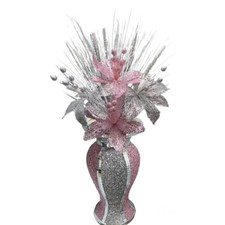 Pink Silver Vase With Flowers