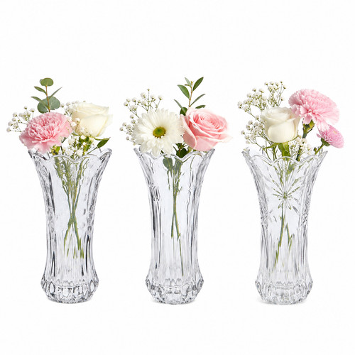 Clear heavy glass flower - flower, vase