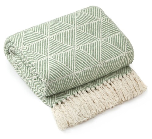 100 cotton throw - 100%, pistachio