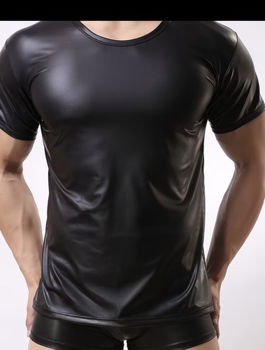 Faux leather look shirt - faux,