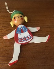 Toy Wooden Jumping Jack Pull String Ornament Christmas Collectable Hampelmann