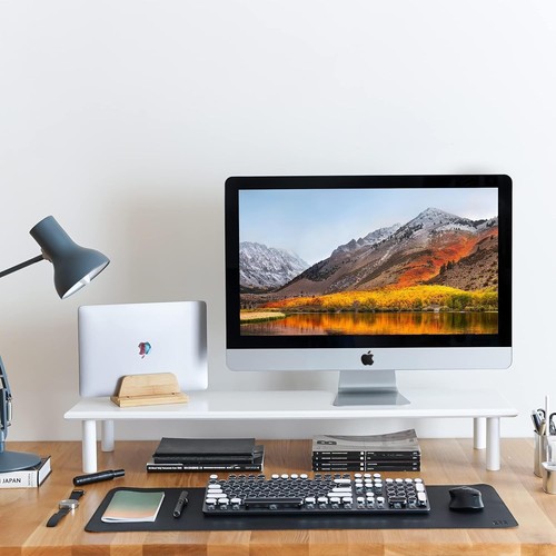 White dual monitor stand - dual,