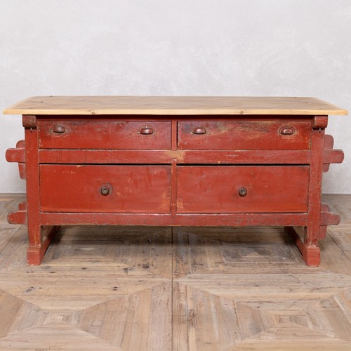 Vintage red kitchen island - kitchen,