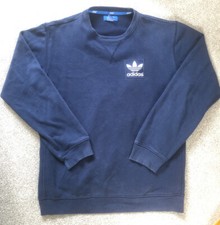 ADIDAS Sweatshirt Jumper Crew Neck Logo 90s Medium Blue Cotton Vintage Mens
