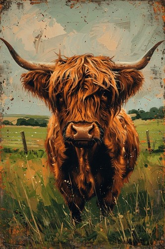 Highland cow animal canvas - cow,