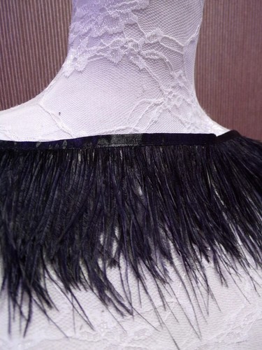 Ostrich feather trim black - feather,