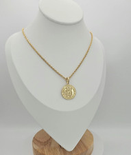Gold St Christopher Necklace, 14k Heavy Plated Gold, Unisex