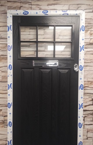 Black composite front door - black,