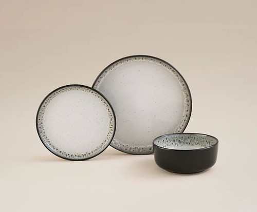 Black reactive glaze - black, dinner