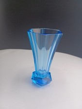 Vintage Moser Hand Cut Lead Free Crystal Unity Vase In Blue 4.5 Inches