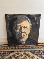 Large Vintage Oil Portrait Painting of a gentleman . Signed. Antique Style.