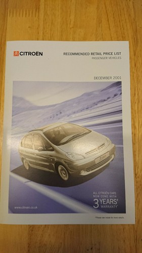2001 citroen price list - price,