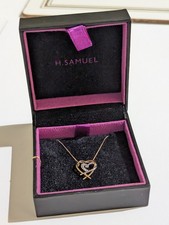 H. Samuel 9ct Gold entwined hearts necklace, excellent condition, with gift box
