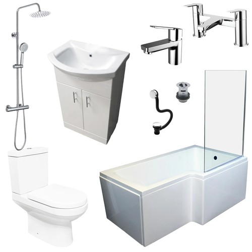 Shower bath suite shaped - bath,
